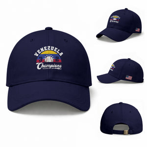Venezuela 2026 Champions Vintage 7 Stars Flag Baseball Pride TS12 Baseball Cap Universal Fit Navy Print Your Wear