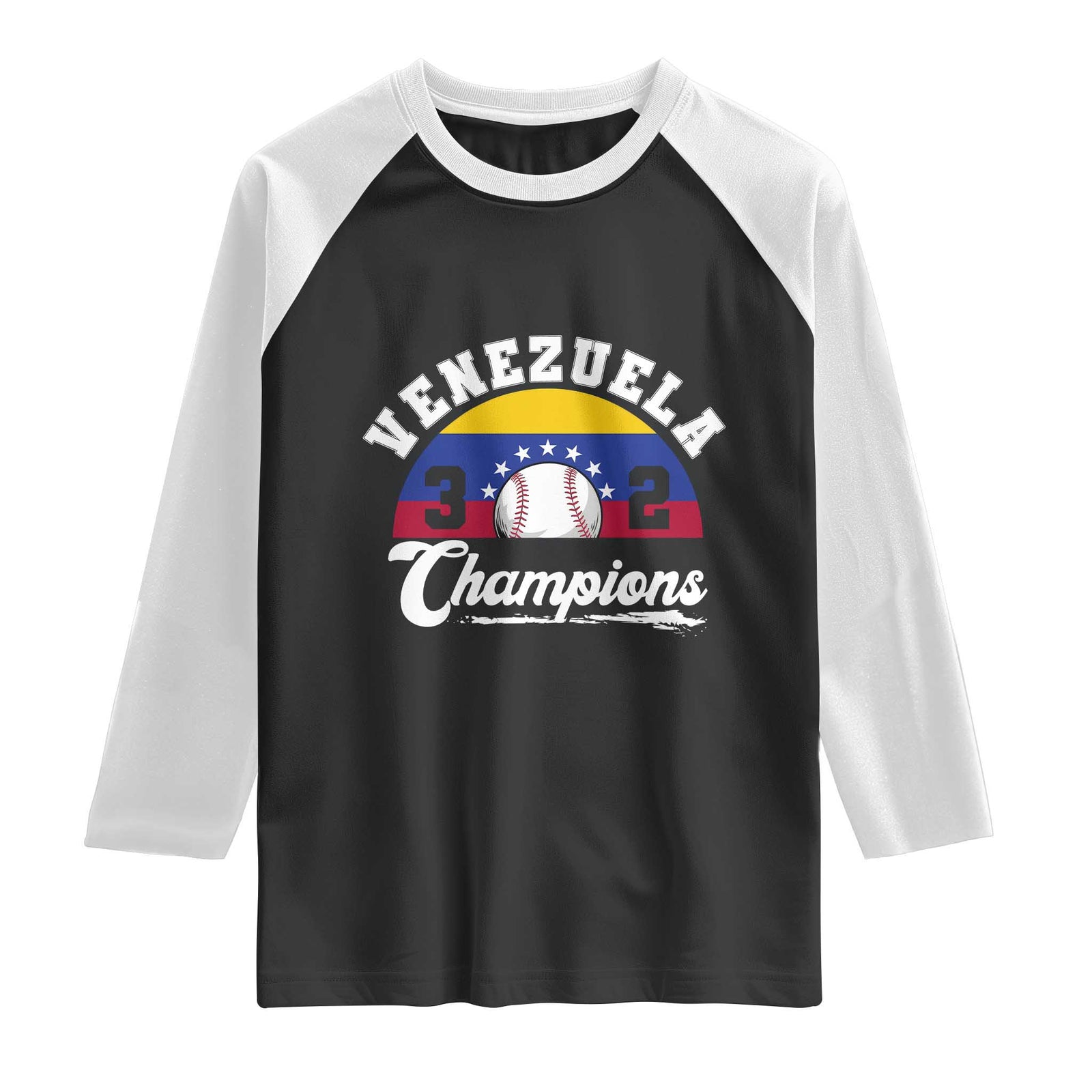 Venezuela 2026 Champions Raglan Shirt Vintage 7 Stars Flag Baseball Pride TS12 Black White Print Your Wear