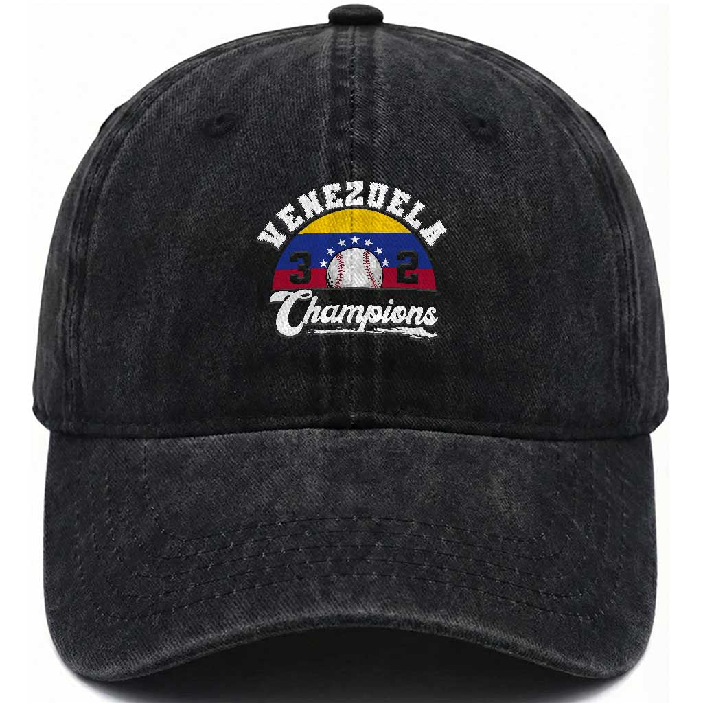 Venezuela 2026 Champions Washed Cotton Baseball Cap Vintage 7 Stars Flag Baseball Pride
