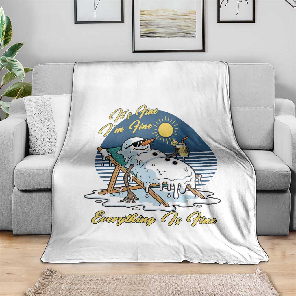 Melting Snowman Christmas In July Throw Blanket It Is Fine Everything Is Fine TS12 Print Your Wear