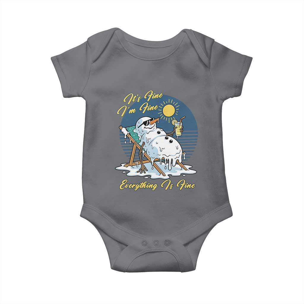 Melting Snowman Christmas In July Baby Onesie It Is Fine Everything Is Fine TS12 Charcoal Print Your Wear