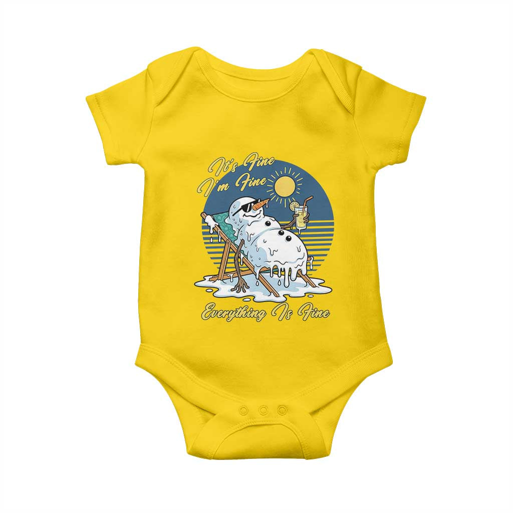 Melting Snowman Christmas In July Baby Onesie It Is Fine Everything Is Fine TS12 Daisy Print Your Wear