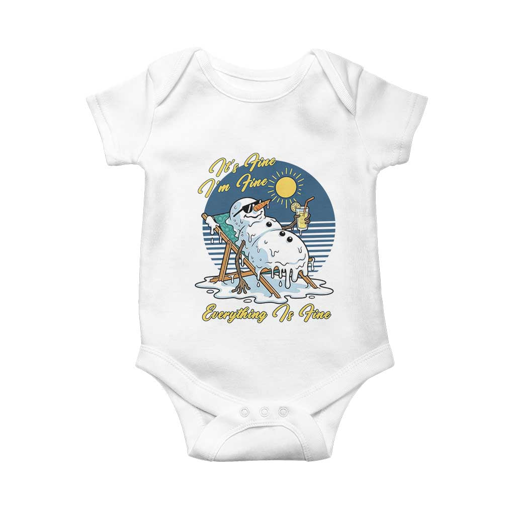 Melting Snowman Christmas In July Baby Onesie It Is Fine Everything Is Fine TS12 White Print Your Wear