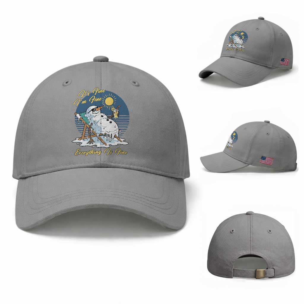 Melting Snowman Christmas In July Baseball Cap It Is Fine Everything Is Fine TS12 Baseball Cap Universal Fit Sport Gray Print Your Wear