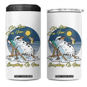 Melting Snowman Christmas In July 4 in 1 Can Cooler Tumbler It Is Fine Everything Is Fine TS12 One Size: 16 oz White Print Your Wear