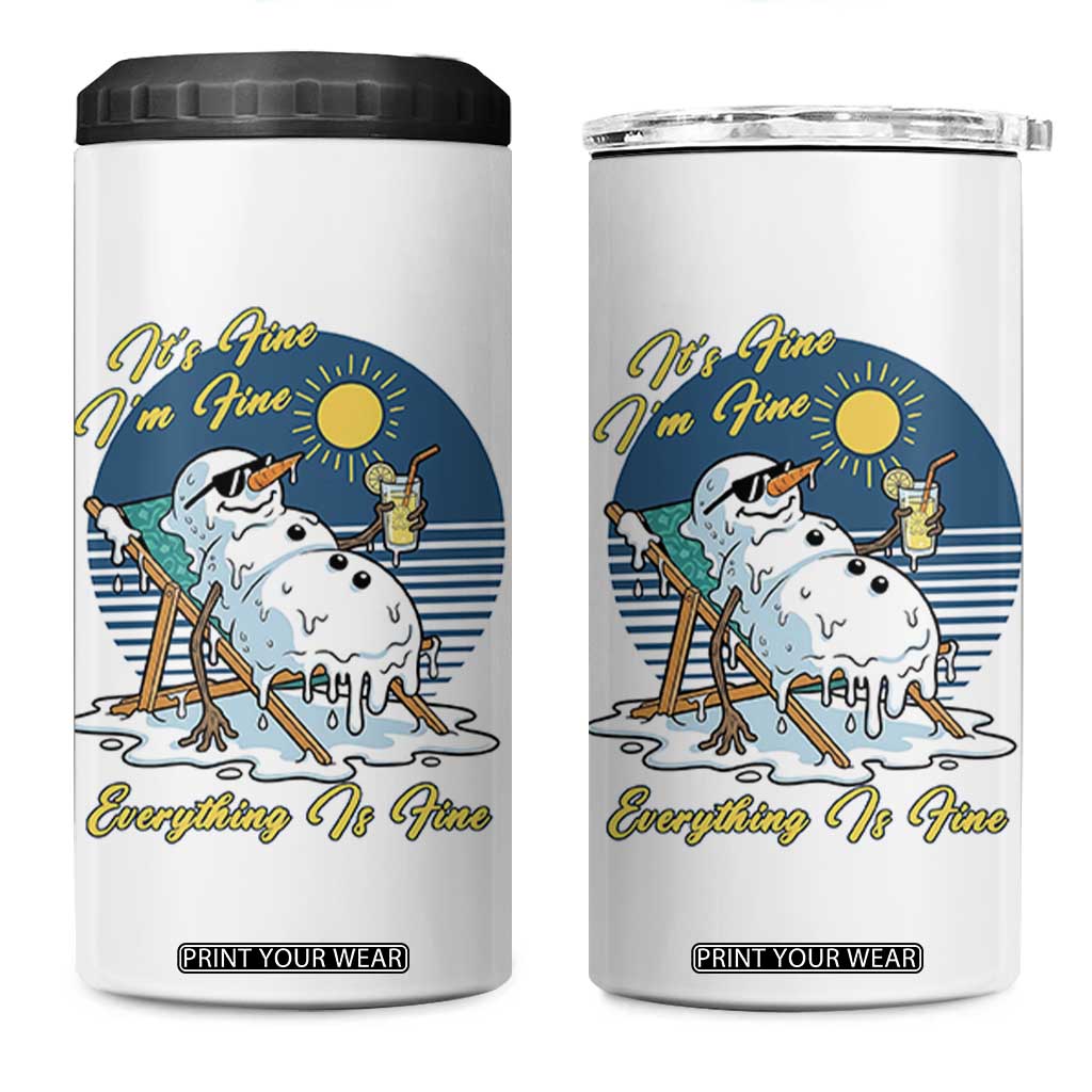 Melting Snowman Christmas In July 4 in 1 Can Cooler Tumbler It Is Fine Everything Is Fine TS12 One Size: 16 oz White Print Your Wear