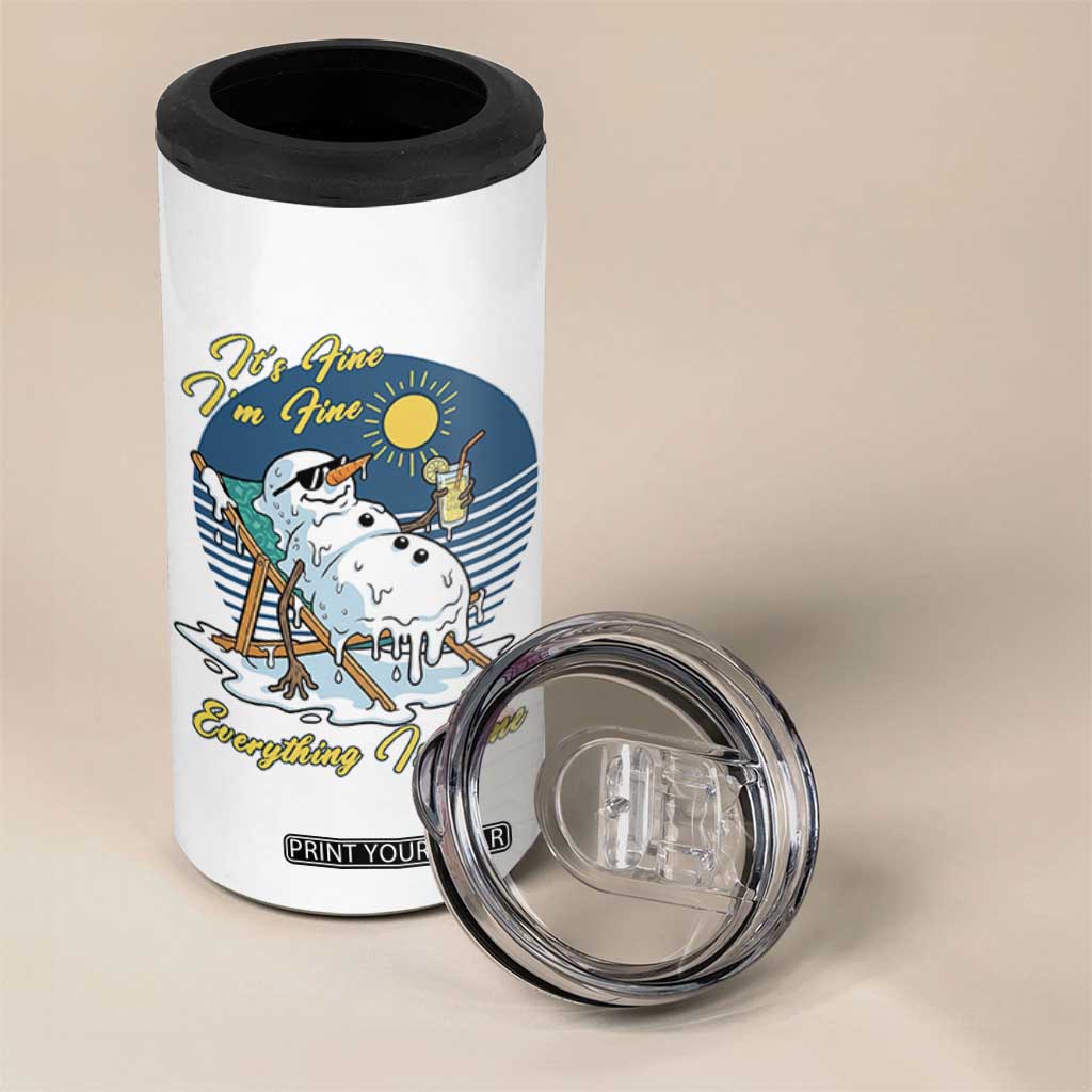 Melting Snowman Christmas In July 4 in 1 Can Cooler Tumbler It Is Fine Everything Is Fine TS12 Print Your Wear