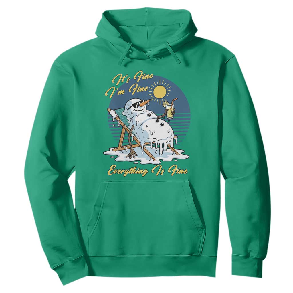 Melting Snowman Christmas In July Hoodie It Is Fine Everything Is Fine