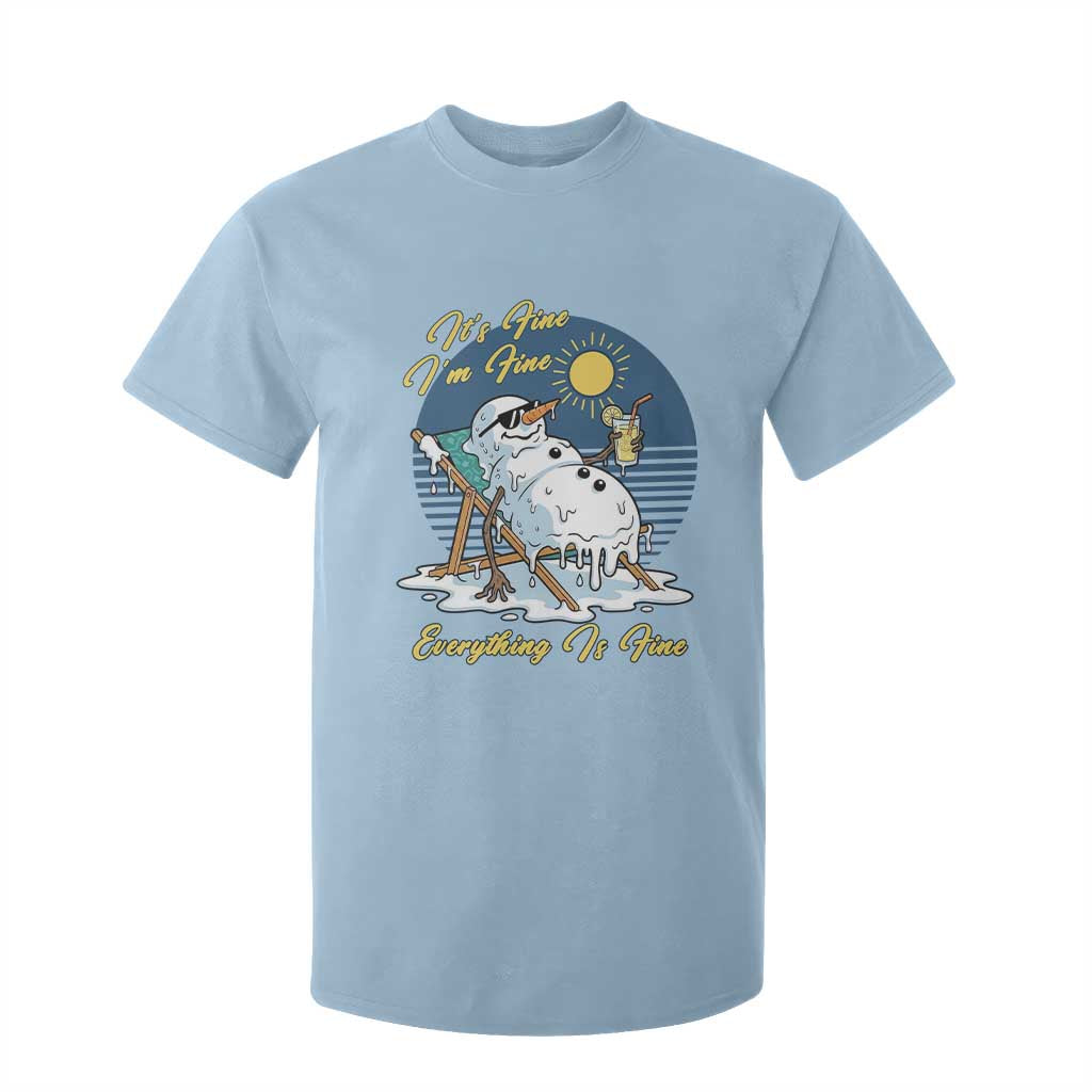 Melting Snowman Christmas In July T Shirt For Kid It Is Fine Everything Is Fine TS12 Light Blue Print Your Wear