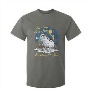 Melting Snowman Christmas In July T Shirt For Kid It Is Fine Everything Is Fine TS12 Military Green Print Your Wear