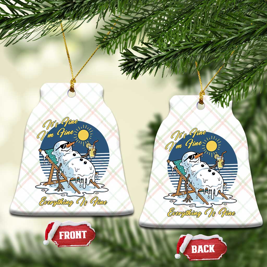 Melting Snowman Christmas In July Ceramic Ornament It Is Fine Everything Is Fine TS12 Print Your Wear