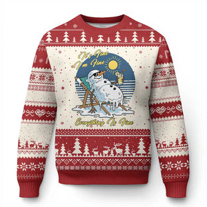 Melting Snowman Christmas In July Ugly Christmas Sweater It Is Fine Everything Is Fine TS12 Beige Red Print Your Wear