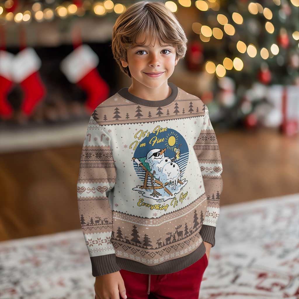 Melting Snowman Christmas In July Ugly Christmas Sweater It Is Fine Everything Is Fine TS12 Mocha Mousse Print Your Wear