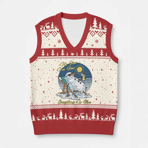 Melting Snowman Christmas In July V-Neck Knit Sweater Vest It Is Fine Everything Is Fine