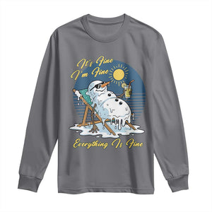 Melting Snowman Christmas In July Long Sleeve Shirt It Is Fine Everything Is Fine TS12 Charcoal Print Your Wear
