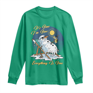 Melting Snowman Christmas In July Long Sleeve Shirt It Is Fine Everything Is Fine TS12 Irish Green Print Your Wear