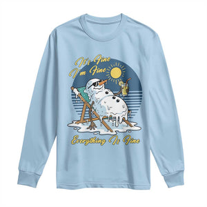 Melting Snowman Christmas In July Long Sleeve Shirt It Is Fine Everything Is Fine TS12 Light Blue Print Your Wear