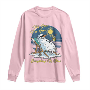Melting Snowman Christmas In July Long Sleeve Shirt It Is Fine Everything Is Fine TS12 Light Pink Print Your Wear