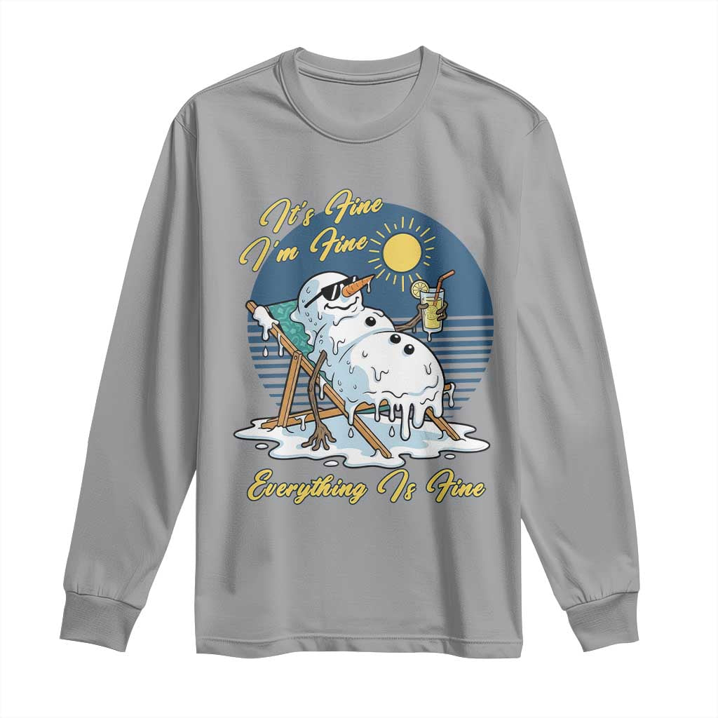 Melting Snowman Christmas In July Long Sleeve Shirt It Is Fine Everything Is Fine TS12 Sport Gray Print Your Wear