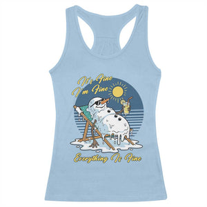 Melting Snowman Christmas In July Racerback Tank Top It Is Fine Everything Is Fine