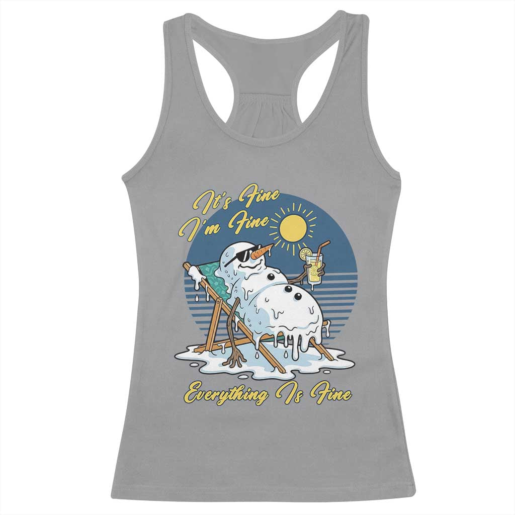Melting Snowman Christmas In July Racerback Tank Top It Is Fine Everything Is Fine