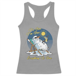 Melting Snowman Christmas In July Racerback Tank Top It Is Fine Everything Is Fine