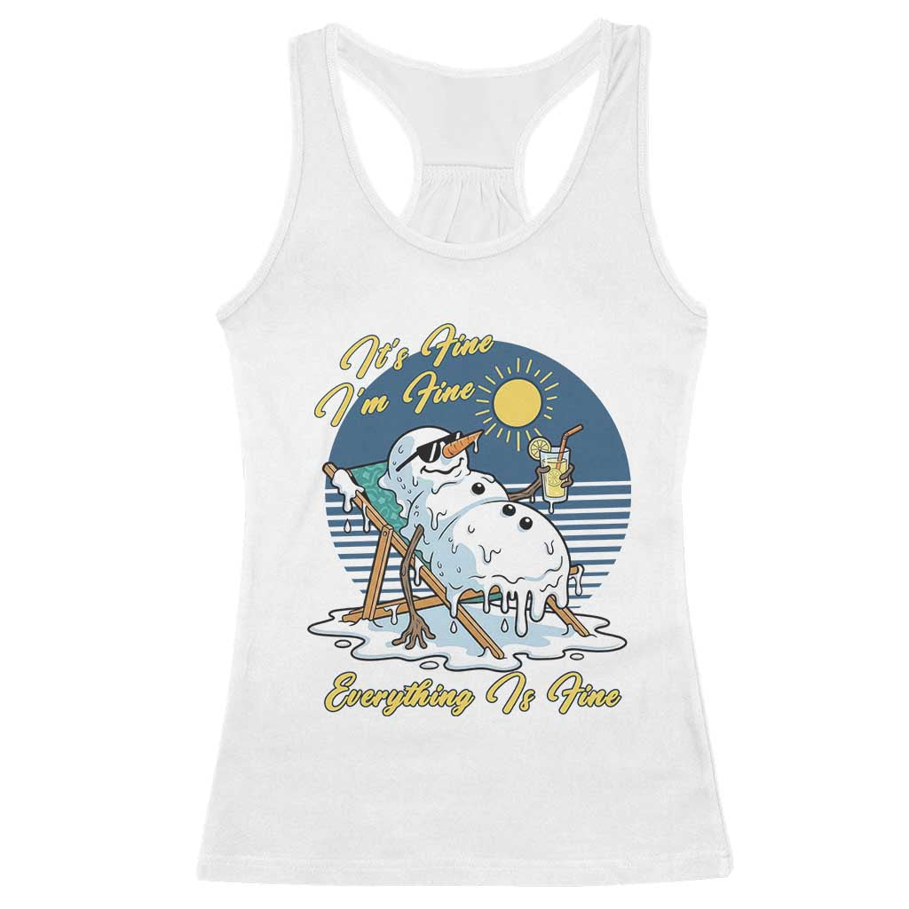 Melting Snowman Christmas In July Racerback Tank Top It Is Fine Everything Is Fine