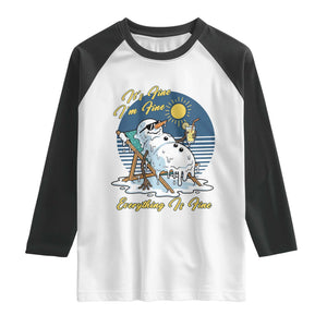 Melting Snowman Christmas In July Raglan Shirt It Is Fine Everything Is Fine TS12 White Black Print Your Wear