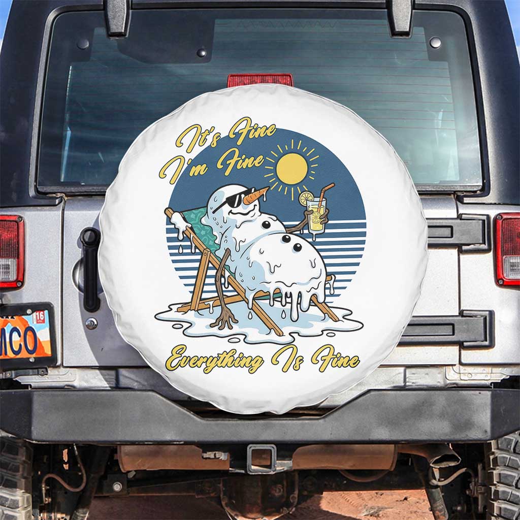 Melting Snowman Christmas In July Spare Tire Cover It Is Fine Everything Is Fine TS12 No hole White Print Your Wear