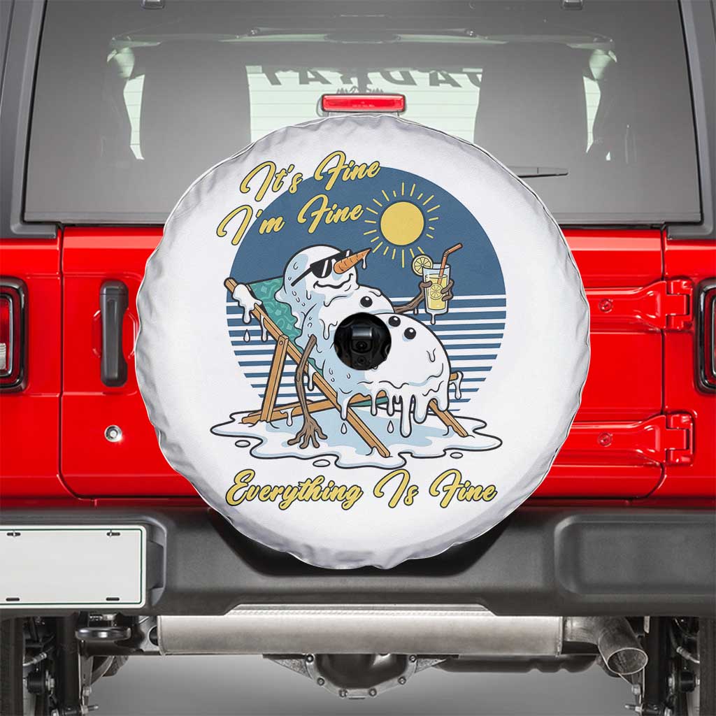 Melting Snowman Christmas In July Spare Tire Cover It Is Fine Everything Is Fine TS12 White Print Your Wear