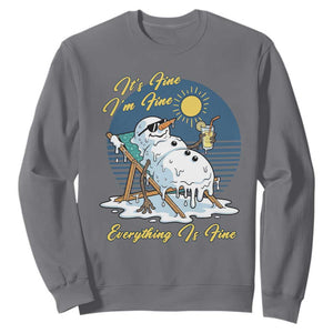 Melting Snowman Christmas In July Sweatshirt It Is Fine Everything Is Fine TS12 Charcoal Print Your Wear