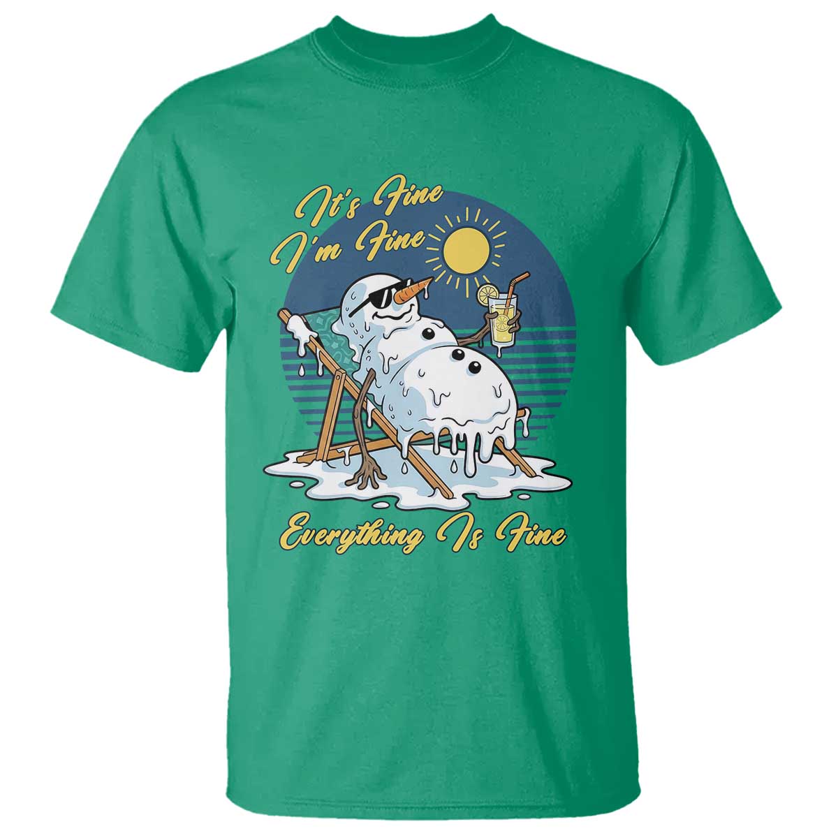 Melting Snowman Christmas In July T Shirt It Is Fine Everything Is Fine TS12 Irish Green Print Your Wear