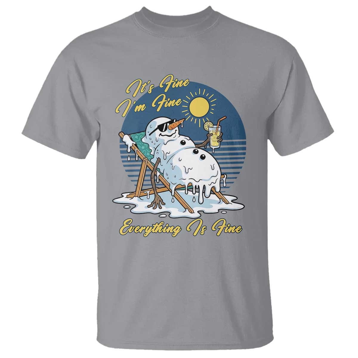 Melting Snowman Christmas In July T Shirt It Is Fine Everything Is Fine TS12 Sport Gray Print Your Wear