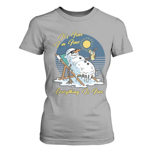 Melting Snowman Christmas In July T Shirt For Women It Is Fine Everything Is Fine TS12 Sport Gray Print Your Wear