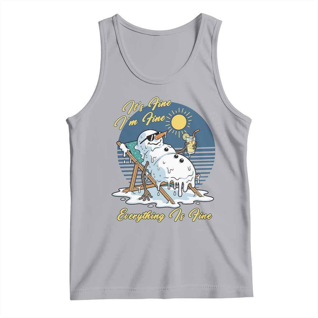 Melting Snowman Christmas In July Tank Top It Is Fine Everything Is Fine TS12 Athletic Heather Print Your Wear