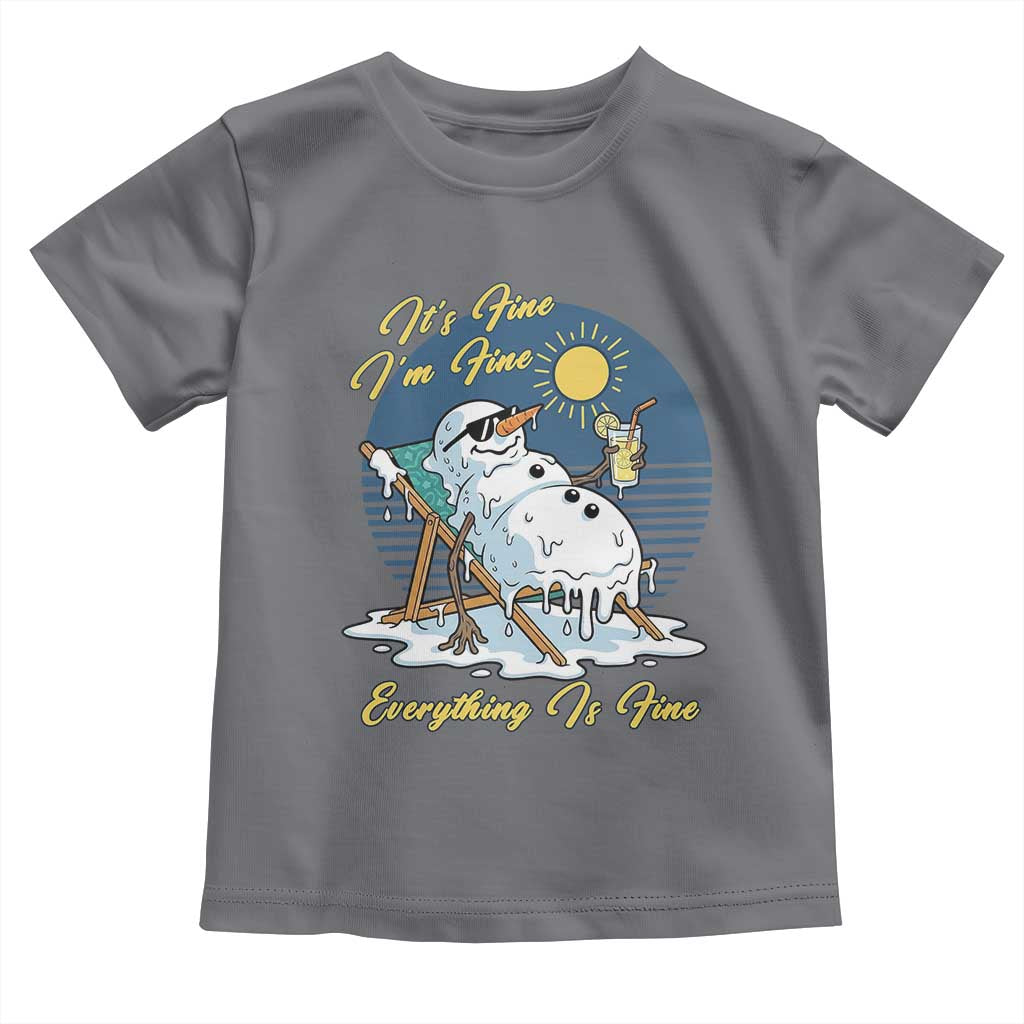 Melting Snowman Christmas In July Toddler T Shirt It Is Fine Everything Is Fine TS12 Charcoal Print Your Wear