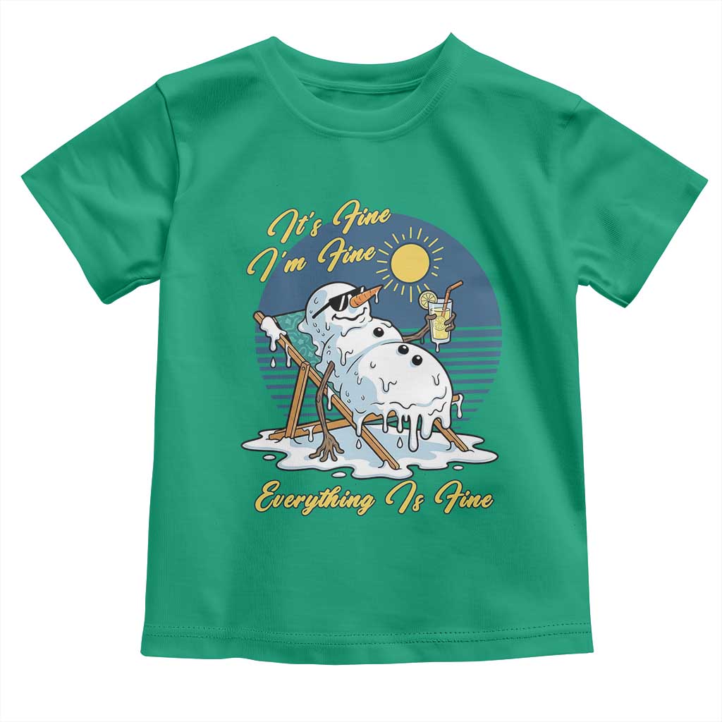 Melting Snowman Christmas In July Toddler T Shirt It Is Fine Everything Is Fine TS12 Irish Green Print Your Wear