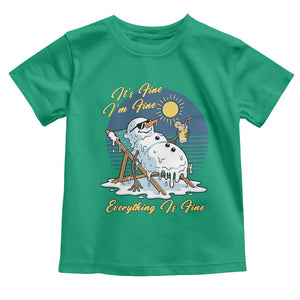 Melting Snowman Christmas In July Toddler T Shirt It Is Fine Everything Is Fine TS12 Irish Green Print Your Wear