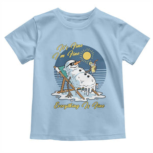 Melting Snowman Christmas In July Toddler T Shirt It Is Fine Everything Is Fine TS12 Light Blue Print Your Wear