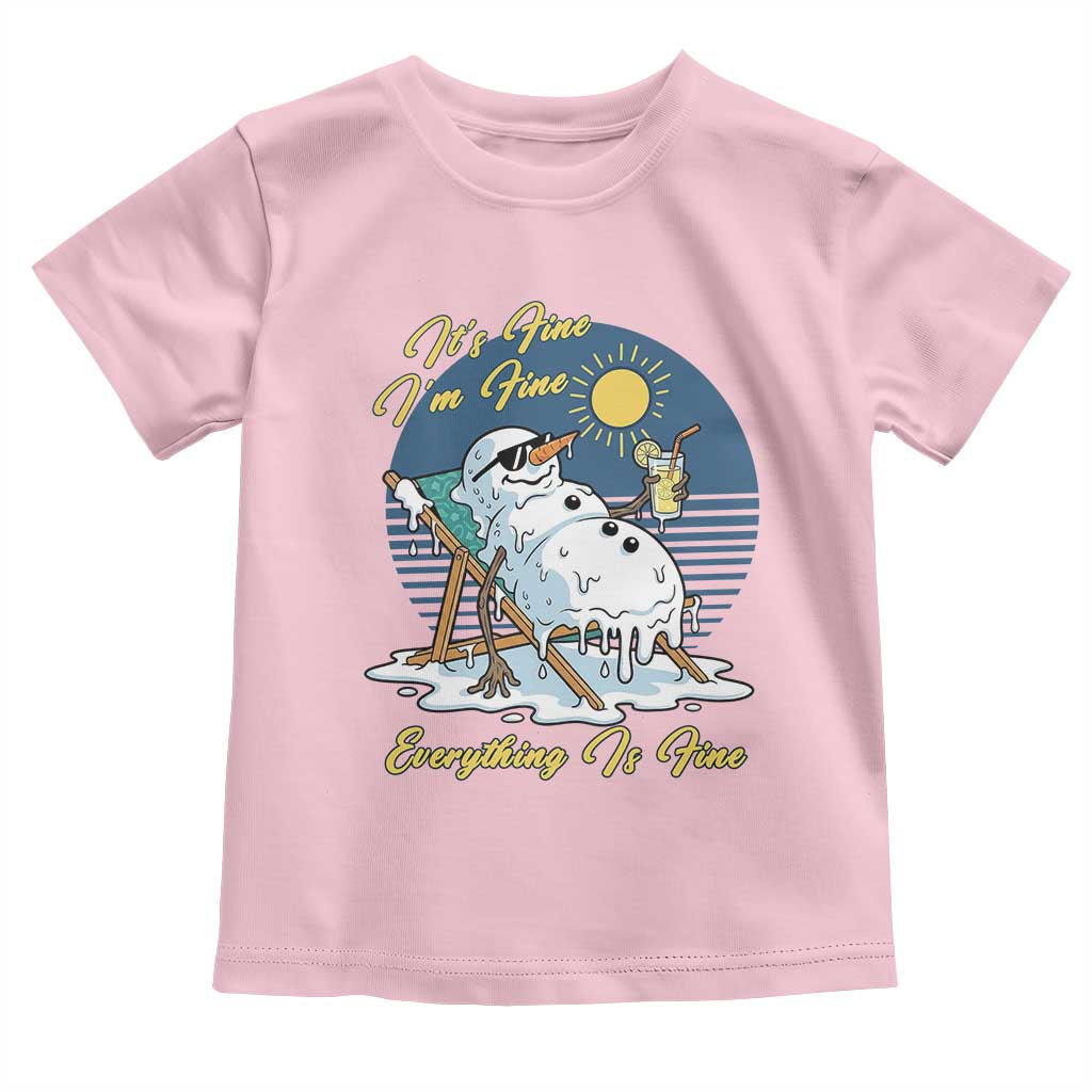Melting Snowman Christmas In July Toddler T Shirt It Is Fine Everything Is Fine TS12 Light Pink Print Your Wear