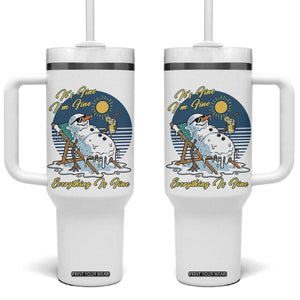 Melting Snowman Christmas In July Tumbler With Handle It Is Fine Everything Is Fine