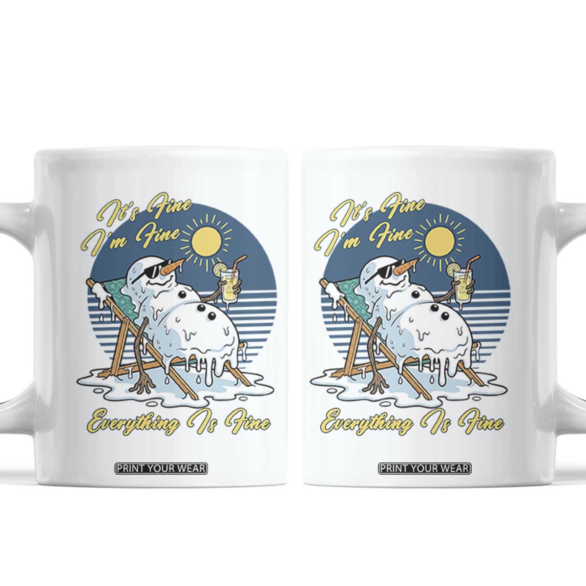 Melting Snowman Christmas In July Coffee Mug It Is Fine Everything Is Fine
