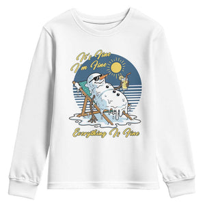 Melting Snowman Christmas In July Youth Sweatshirt It Is Fine Everything Is Fine