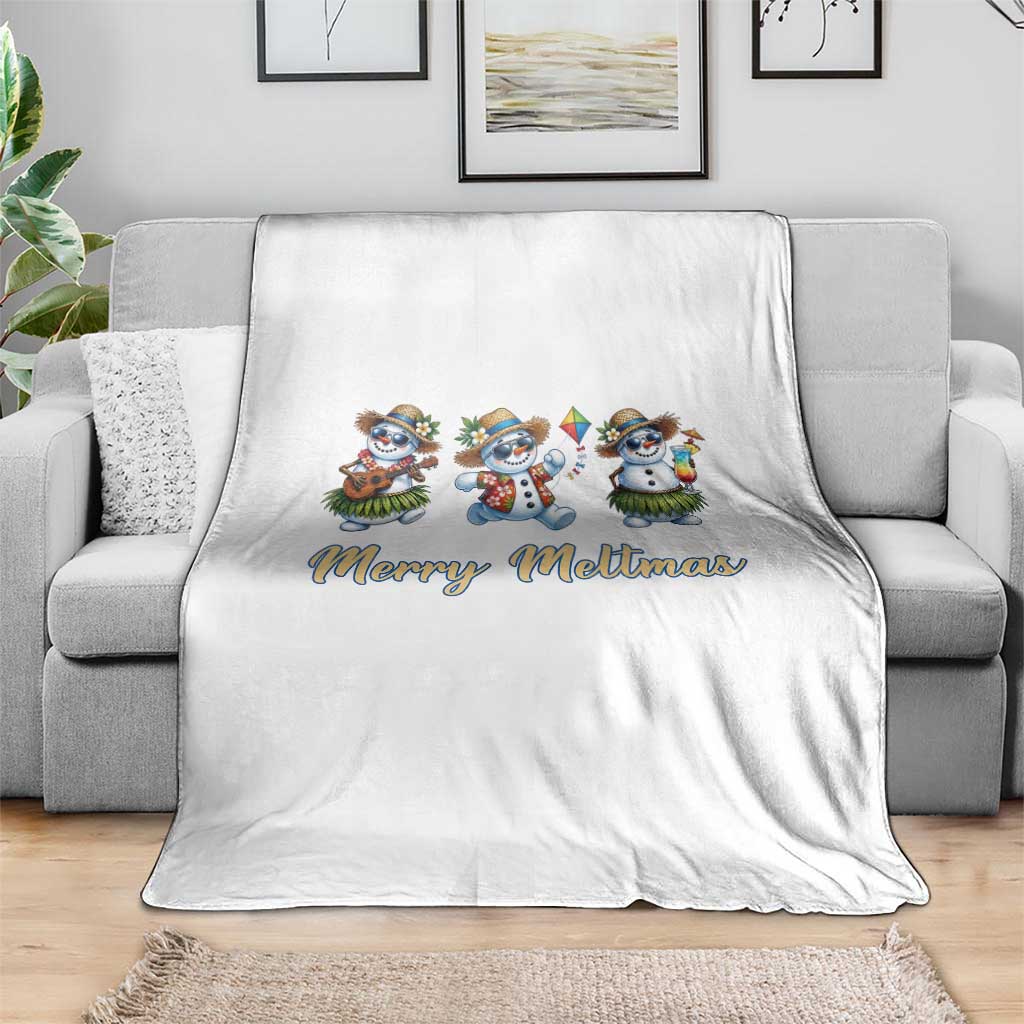 Funny Hawaiian Snowman Summer Graphic Throw Blanket Merry Meltmas TS12 Print Your Wear