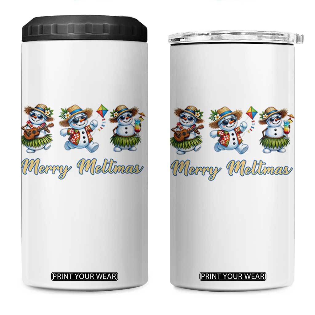 Funny Hawaiian Snowman Summer Graphic 4 in 1 Can Cooler Tumbler Merry Meltmas TS12 One Size: 16 oz White Print Your Wear