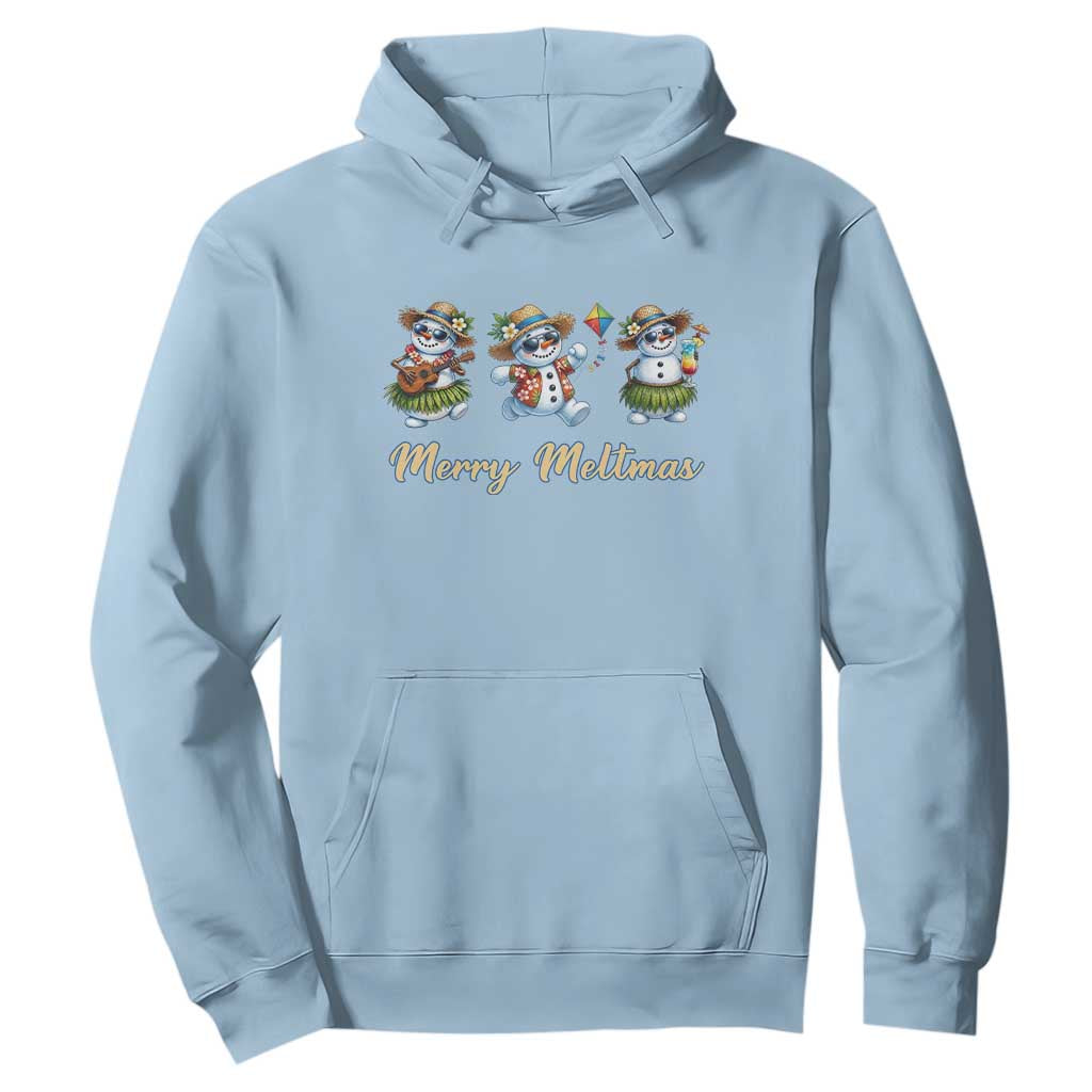 Funny Hawaiian Snowman Summer Graphic Hoodie Merry Meltmas TS12 Light Blue Print Your Wear