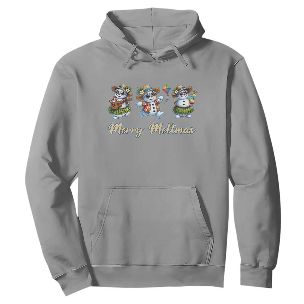 Funny Hawaiian Snowman Summer Graphic Hoodie Merry Meltmas TS12 Sport Gray Print Your Wear