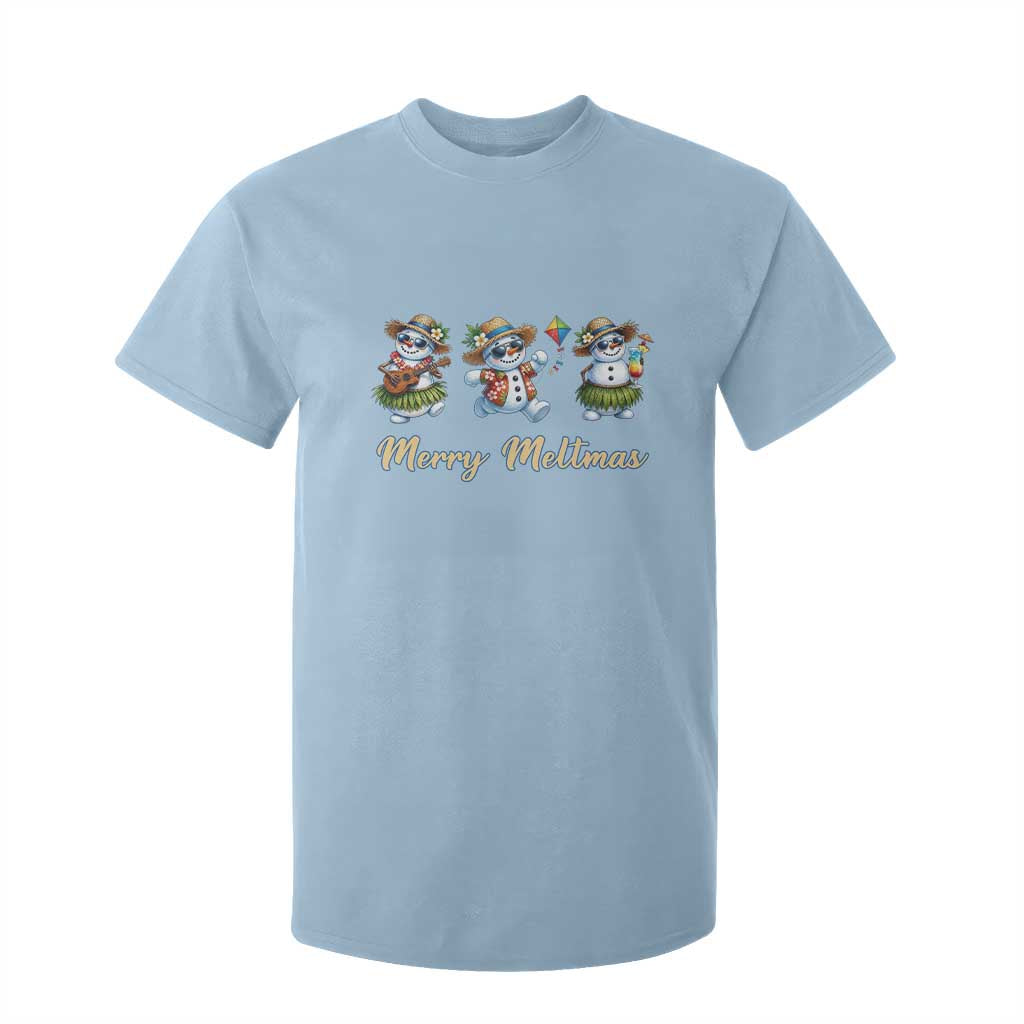 Funny Hawaiian Snowman Summer Graphic T Shirt For Kid Merry Meltmas TS12 Light Blue Print Your Wear