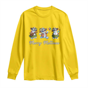 Funny Hawaiian Snowman Summer Graphic Long Sleeve Shirt Merry Meltmas TS12 Daisy Print Your Wear