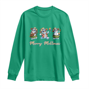 Funny Hawaiian Snowman Summer Graphic Long Sleeve Shirt Merry Meltmas TS12 Irish Green Print Your Wear